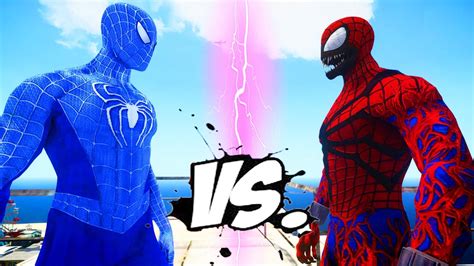 The Amazing Blue Spiderman Vs Carnage Superheroes War Youtube