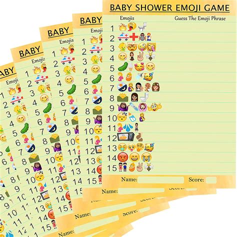 Emoji Baby Shower Game Free Printable Answer Key