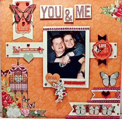 How To Make A Couples Scrapbook Layout With Bo Bunny Sweet Clementine