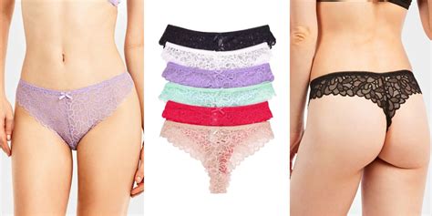 Blended 6 Pack Of Floral Lace Low Rise Sexy Thong Panties Underwear