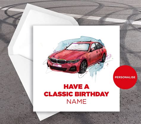 Bmw 3 Series Birthday Card Classic Car Birthday Card Etsy