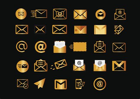 Gold And Black Mail Icon Set 5674091 Vector Art At Vecteezy