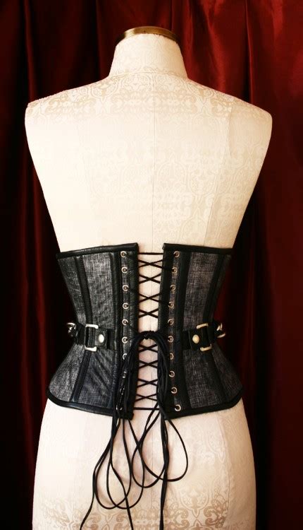 Underbust Corset Model In Leather With Sanded Finish And Kid Leather