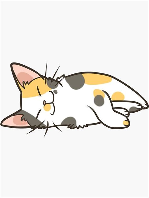 Sleeping Calico Sticker By Pawlove Cat Art Cat Drawing Cat Doodle