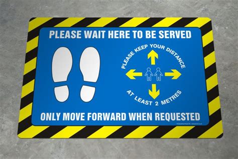 Covid 19 Please Wait Here Large Floor Decal 60 X 40cm Prosol