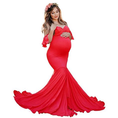 Shoulderless Maternity Dresses Photography Props Sexy Cross V Neck Pregnant Dress Photo Shooting