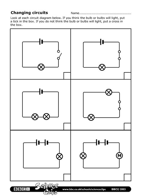 Series Circuit Worksheet 4th Grade