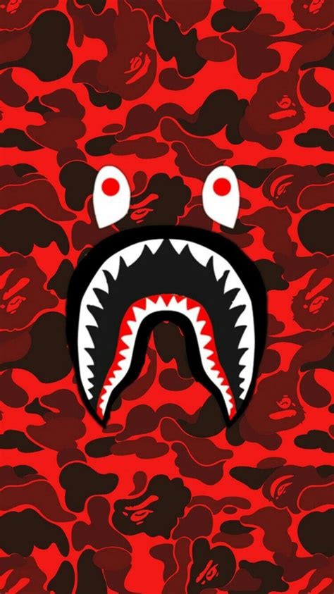 Free Download Bape Shark Face Red Camo Bape Wallpaper Iphone Bape