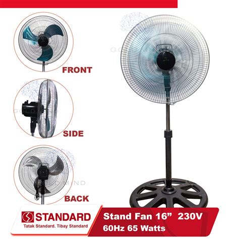 Standard Electric Fan Stand Fan 16 Inches Metal Fan Blade Yellow
