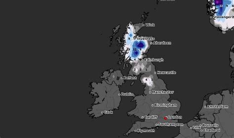 Uk Snow Map Scandinavian Deep Freeze To Bring Eight Inches Of Snow And