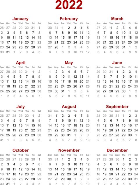 2022 Calendar Png Transparent Printable Calendar 2023