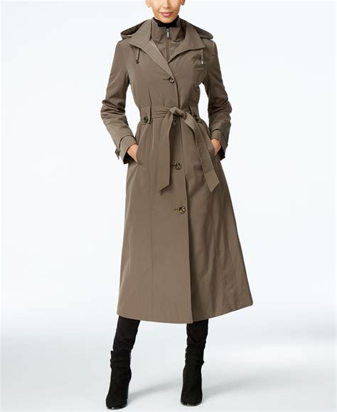 London Fog Hooded Layered Maxi Trench Coat Lyst