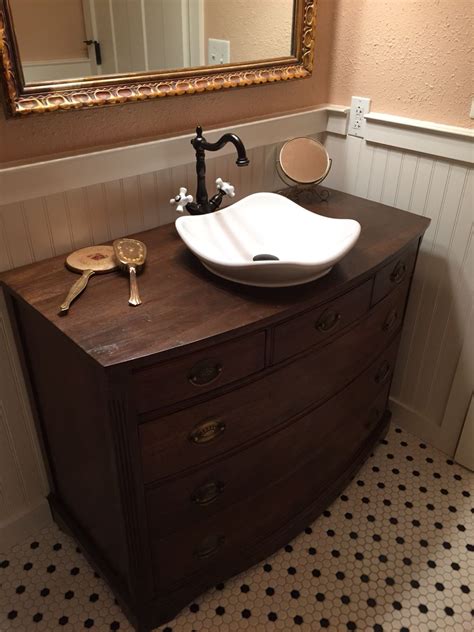 Old Dresser Into Bathroom Vanity Antique Dark Stain Wood Dresser Vanity Bathroom Diy