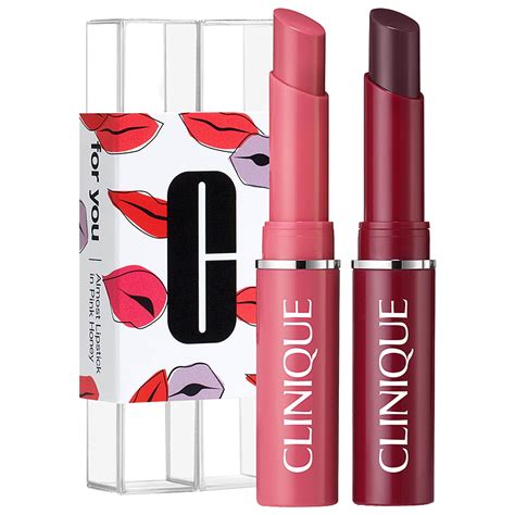 Clinique Almost Lipstick Mini Duo For You For Me Black Honey Pink
