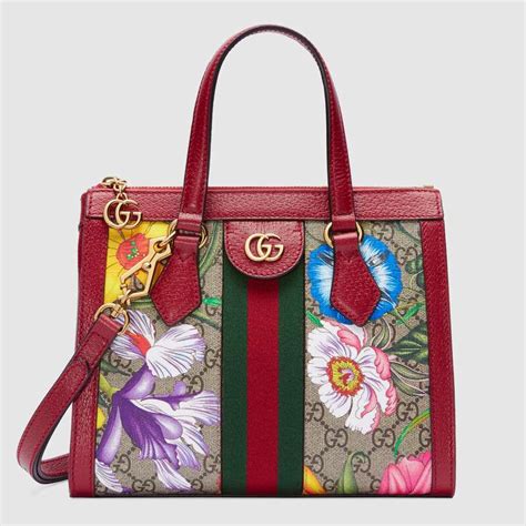 Gucci Gg Women Ophidia Gg Flora Small Tote Bag In Beigeebony Gg