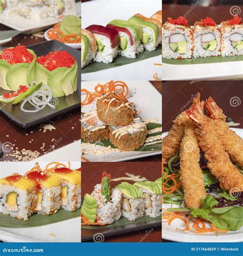 Collage Of Traditional Delicious Japanese Dishes Stock Image Image Of