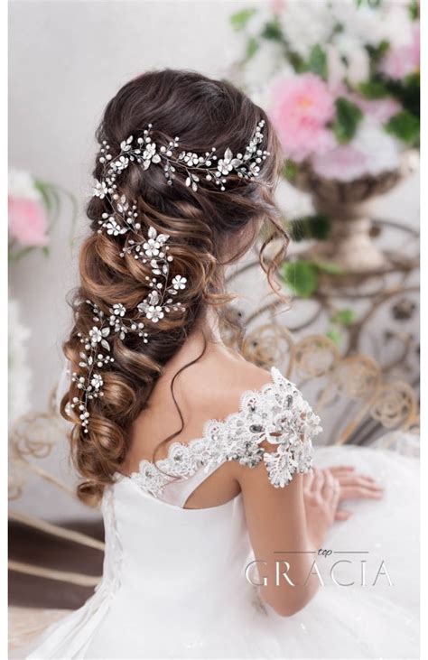 Dora Flower Long Wedding Hair Accessories Crystal Bridal