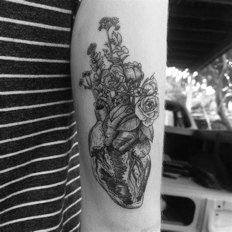 Anatomical Heart And Flowers By Alexandyr Valentine Tattoo Artist