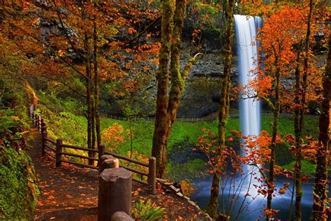 Waterfall In Autumn Forest Image Abyss