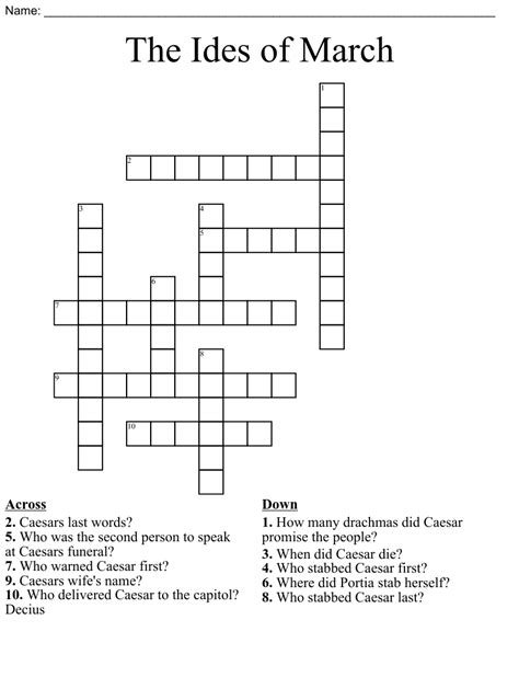 The Ides Of March Crossword Wordmint