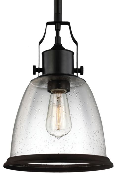 Hobson 1413 1 Light Pendant Clear Seeded Glass Industrial