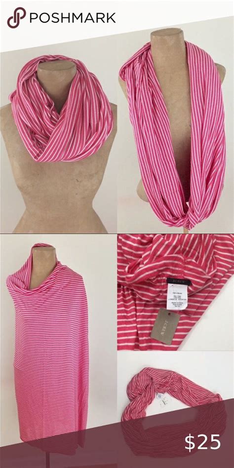 Jcrew Stretchy Infinity Scarf In Pink And White Infinity Scarf