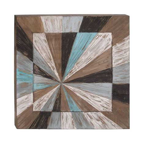 Decmode 39 In Square Framed Radial Pattern Geometric Wood Wall Art