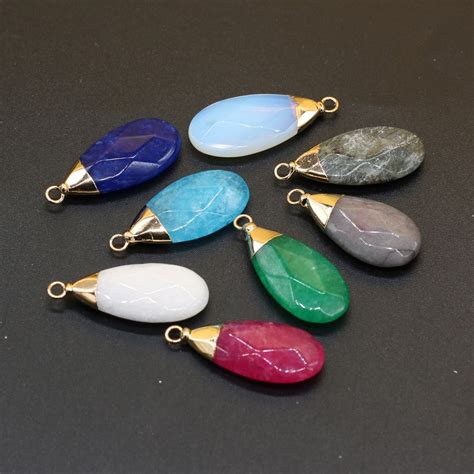 Natuursteen Hangers Lange Water Drop Facet Opal Crystal Charms Voor