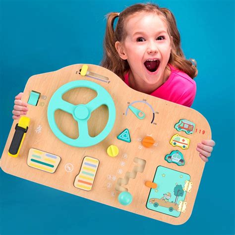 Buy Busy Board Wooden Steering Wheel Sensory Activity Board Toy Basic