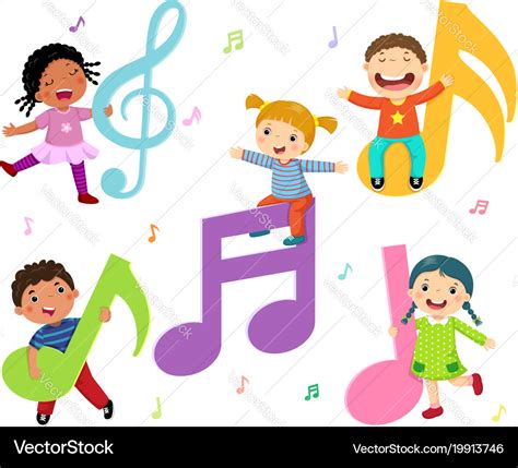 Cartoon Kids With Music Notes Royalty Free Vector Image