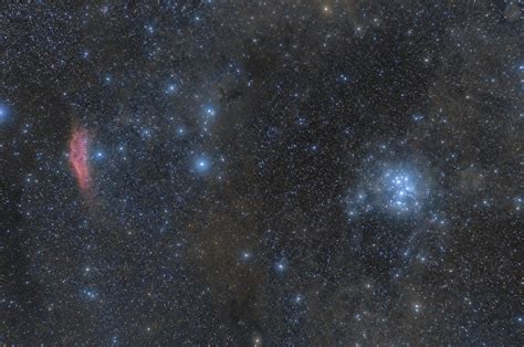 Pleiades And California Nebula 50mm Rastrophotography