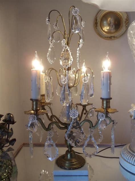 Antique Vtg French Brass And Crystal Chandelier Girandole