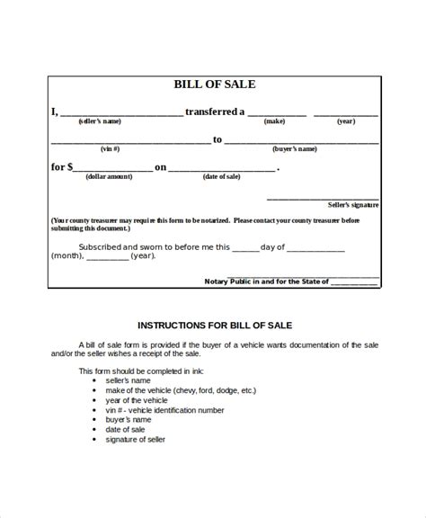 However, if you agreed to installments, describe. Blank Bill of Sale Template - 7+ Free Word, PDF Document ...