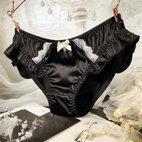 japanese girls womens faux satin bow panties lace briefs underwear sweet ruffles 12 08 picclick