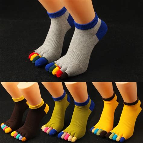 5 Pairs Men Five Finger Toe Socks Fashion Colored Toes Sock Casual 95 Cotton Male Socks In Men S