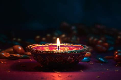 Premium Ai Image Happy Diwali Or Deepavali Traditional Indian Festival With Clay Diya Oil Lamp