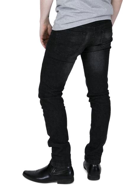 Skinny Stretch Jeans By Relco London Sandblast Black