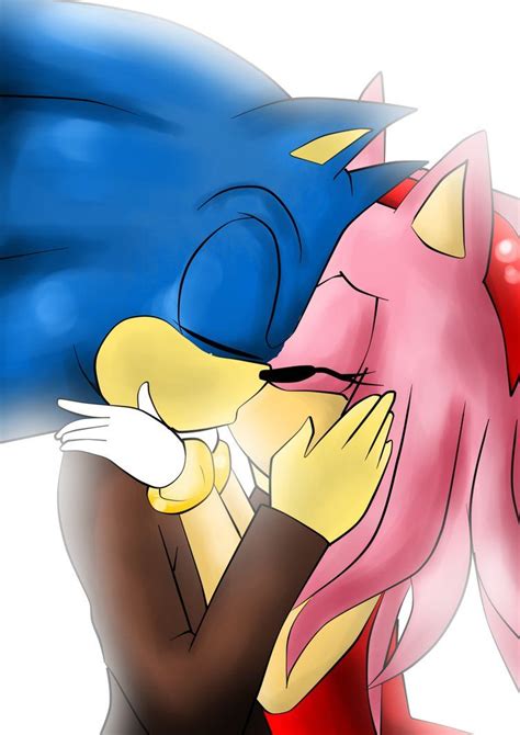 Sonamy Kiss By Klaudy Na Sonic And Amy Sonic Sonic The Hedgehog