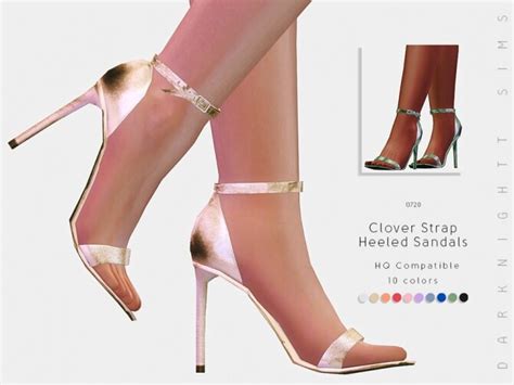 Clover Strap Heeled Sandals By Darknightt At Tsr Sims 4 Updates