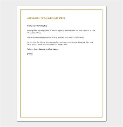 Apology Letter For Late Submission Of Project Word Excel Templates