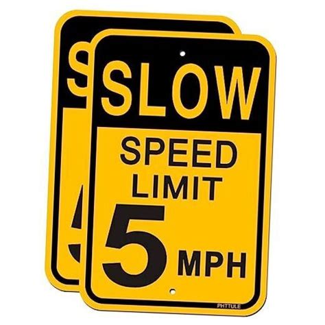 Slow Down Speed Limit 5 Mph Sign 2 Pack Metal Speed Alert Signs For