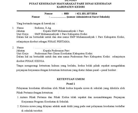 Detail Contoh Surat Permohonan Kerjasama Mou Koleksi Nomer