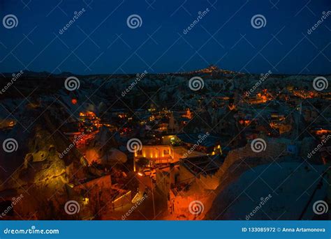 Illuminated At Night Streets Of Goreme Turkey Cappadocia On The
