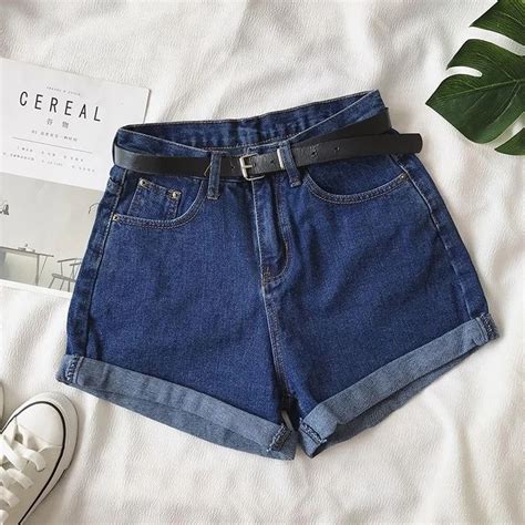 High Waist Classic Denim Shorts With Belt Tomscloth Cute Lazy Outfits
