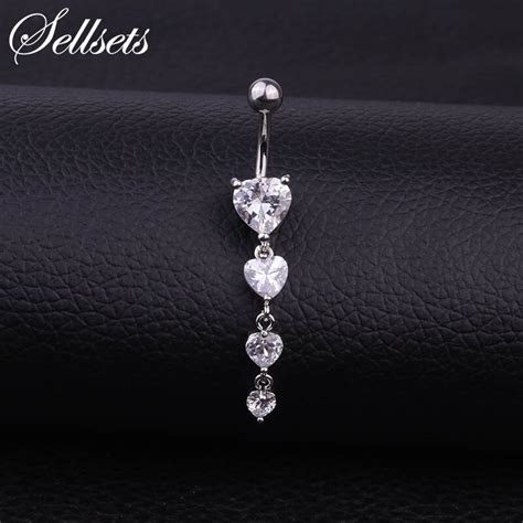 Sellset Stainless Steel Body Jewelry Sexy Heart Shape Dangle Navel
