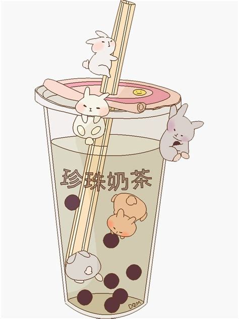 Aesthetic Anime Girl Drinking Boba Tea