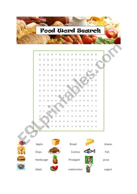 Food Word Search Esl Worksheet By Rorpeli