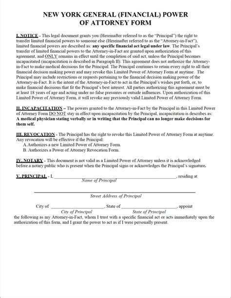 Power Of Attorney Form Ny Printable Printable Forms Free Online