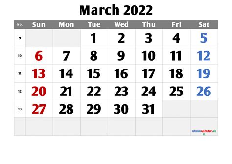 Printable March 2022 Calendar Box And Lines For Notes Free Calendar