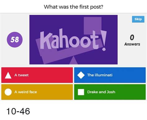 Oh, what's that lucy got actually moved up. What Was the First Post? Kahoot 58 the Illuminati a Tweet ...